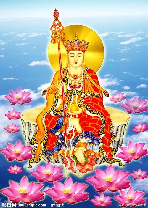 绣线印花新款dmc纯棉十字绣人物佛教莲花地藏十字绣套件