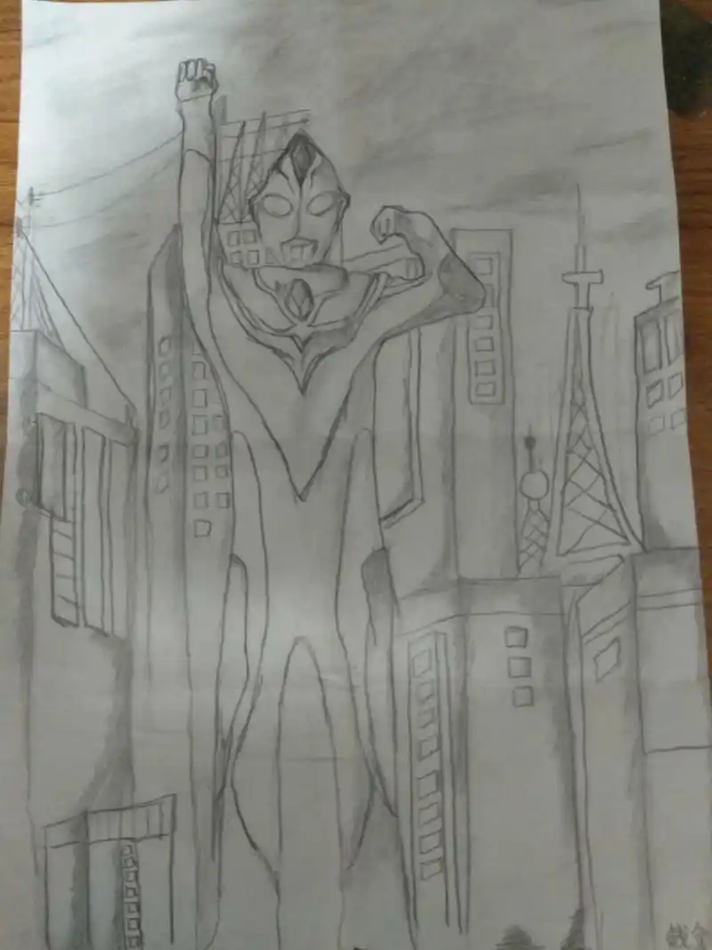 奥特曼简易素描画,还请多多指教9595