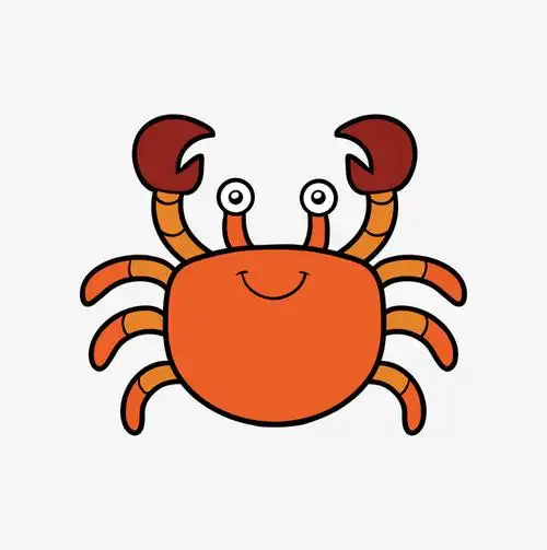 手绘红色小螃蟹免抠图