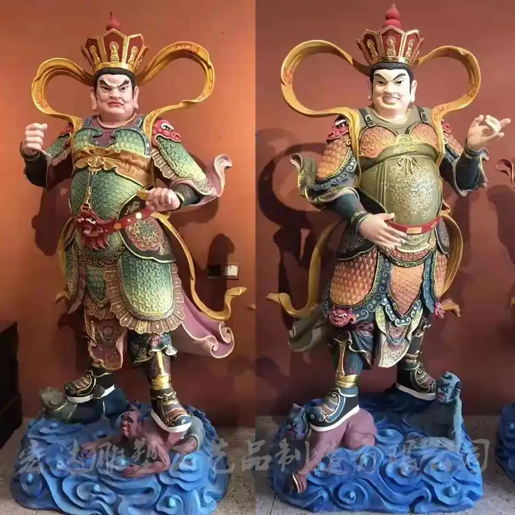 四大天王铜佛像 庙宇护法摆件 铜雕神像定制工厂