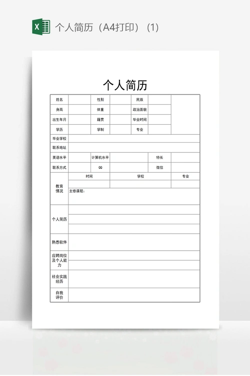 个人简历(a4打印) (1)