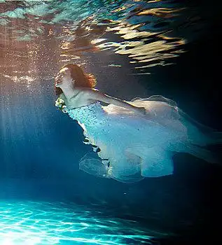 摄影,水下,女性,波纹,游泳,潜水,婚纱