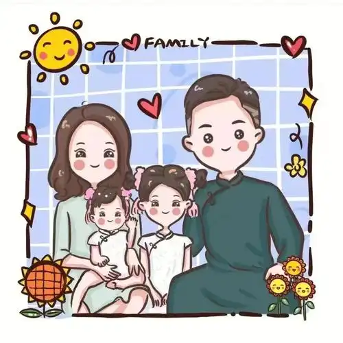一家四口俩女宝亲子头像