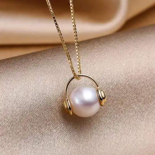 音乐耳机8mm精圆极强光海水珍珠吊坠