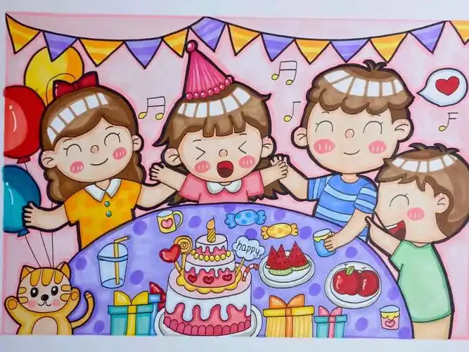 00儿童画生日快乐