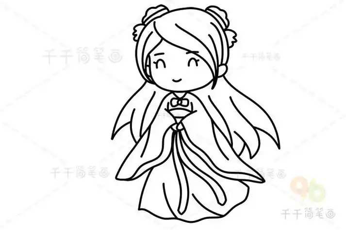 简笔画卡通人物女孩古代