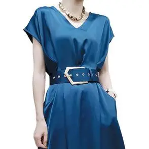 气质通勤连衣裙2021夏季 新款 女装 设计感醋酸缎面v