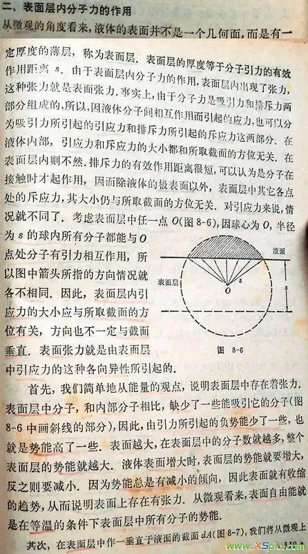 表面张力产生的原因表面张力是液体内部分子对表面层(分子稀疏)的引力