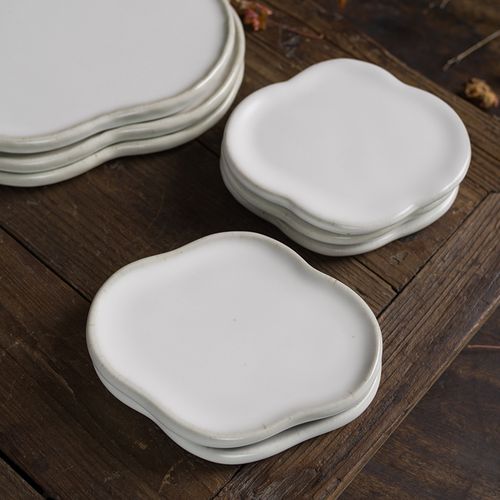 92返利--陶瓷小碟子豆皿甜品盘子平盘日式餐具粗陶茶点碟点心盘白色迷
