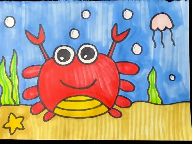 小螃蟹简笔画_简笔画_螃蟹_绘画_画画_兴趣爱好_绘画