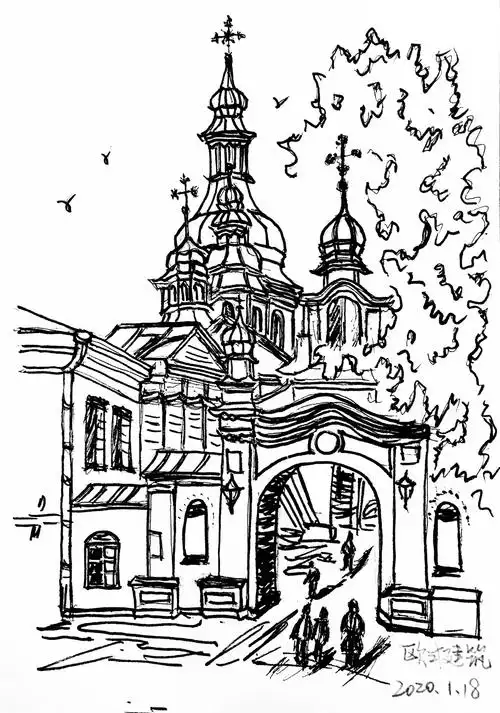 钢笔风景线稿练习