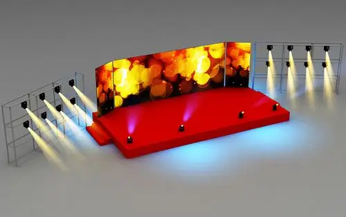 舞台简易示意图(底层高,灯光搭两侧)