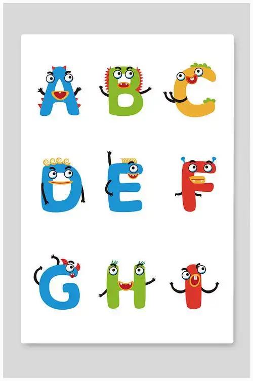 创意简洁卡通字母矢量插画元素