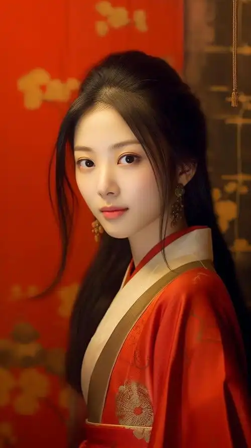 精美手机壁纸 红衣古装女子 美女壁纸