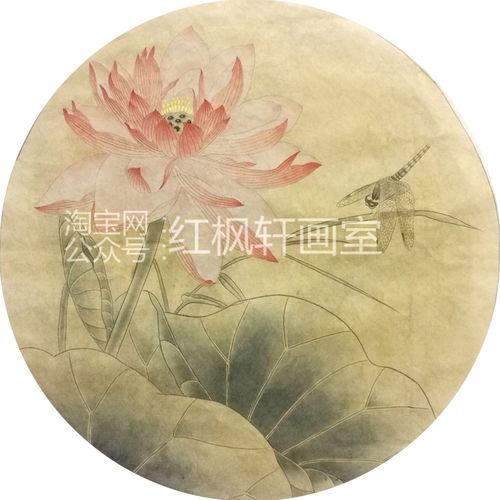 工笔画白描底稿荷花蜻蜓花鸟国画熟宣纸勾线手绘稿可直接上色包邮
