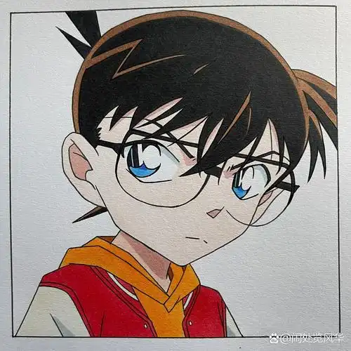 手绘|名侦探柯南 尺寸:    12*12cm 纸:        柏伦斯荷兰白卡纸250g