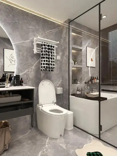 黑白灰无主灯卫生间|简约大气!