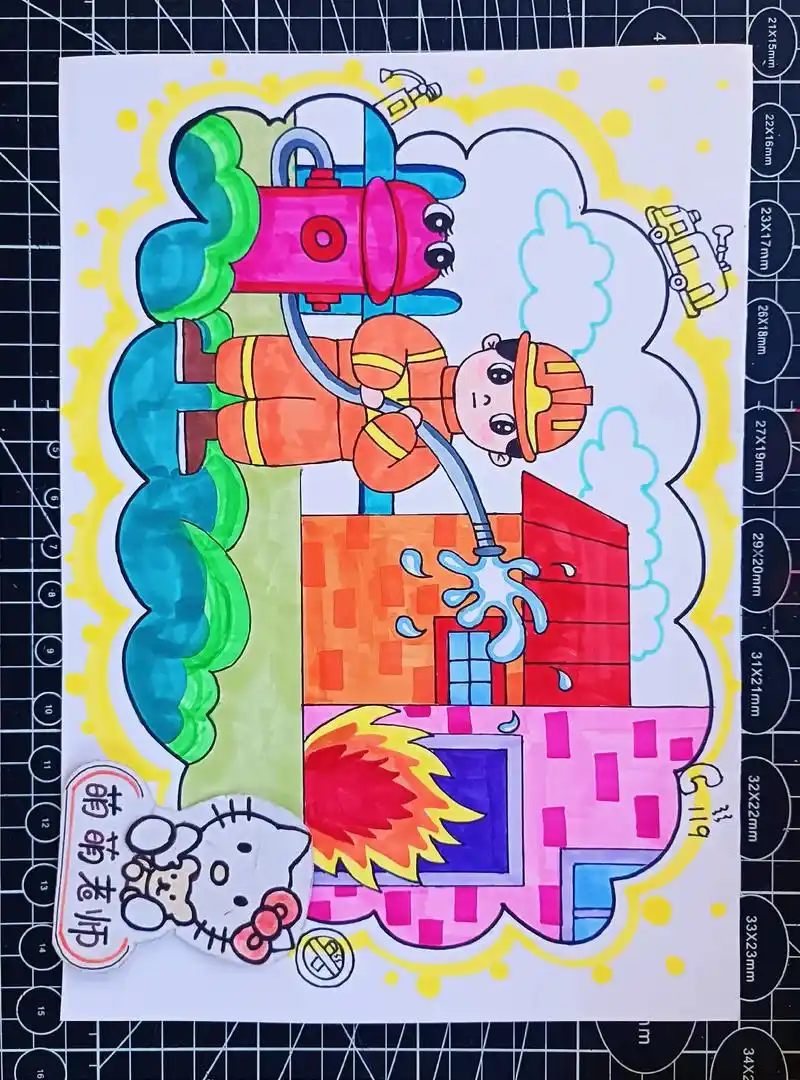 消防安全主题儿童画来啦!安全教育主题绘画 - 抖音