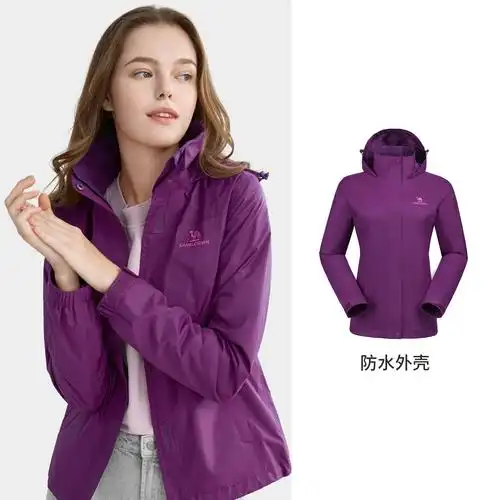 骆驼牌户外冲锋衣女单层2021年春秋女装外套防风冲锋衣