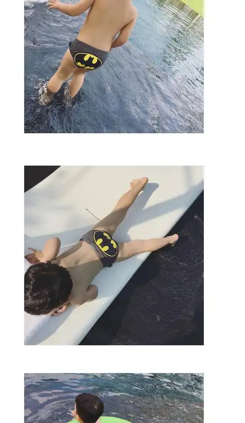 儿童游泳裤男童三角宝宝泳裤婴幼儿泳装小孩超人蜘蛛侠泳衣套装