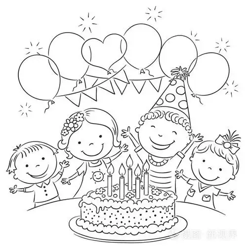 孩子们的生日聚会大纲插画-正版商用图片1igyt7-摄图新视界