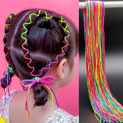 云南彩绳女童编发七彩色绑头发发绳彩带头绳脏脏辫子儿童头饰发带