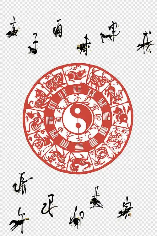 八卦图窗花十二生肖素材-众图网