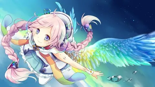 wings,vocaloid,壁纸,高清壁纸人物,粉色的头发,辫子,动漫,动漫女孩