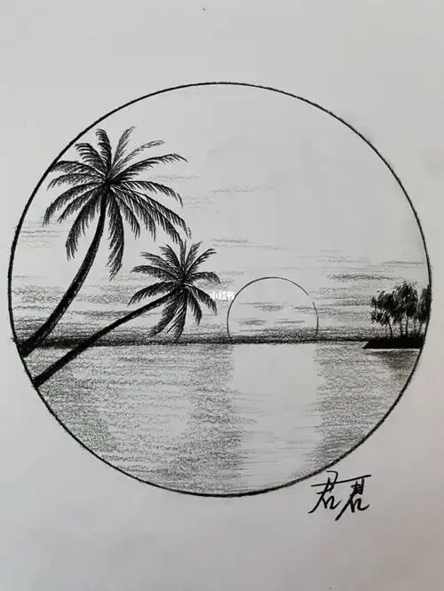 黑白风景画简笔画画个简笔画文化绘画用几根简单的线条就能画出漂亮的