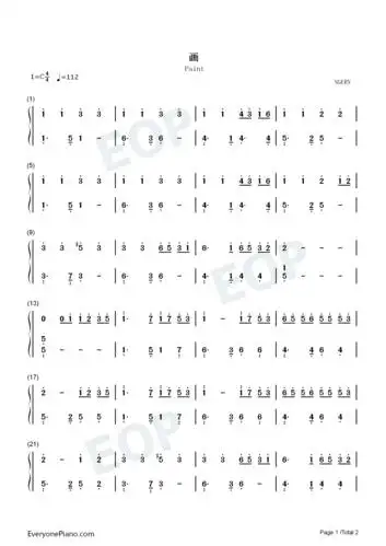 画-c调简单版双手简谱预览1