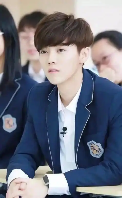 现在鹿晗虽然人气不比从前,但他的颜值依然能打,穿上校服的样子,乖巧