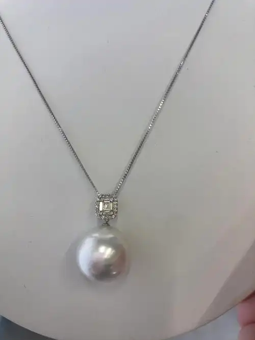 澳白凤凰珍珠项链16mm 18k白金  链长45厘米可以调节,真科研证书