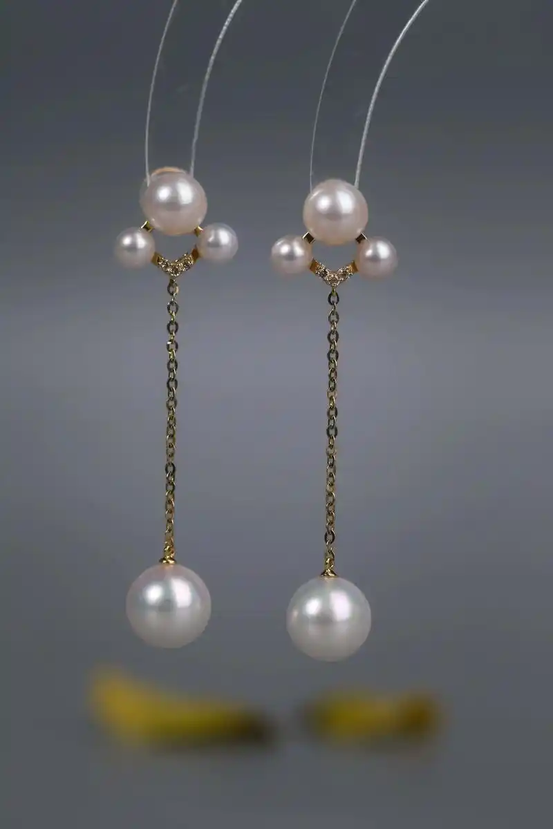 akoya珍珠流苏耳钉