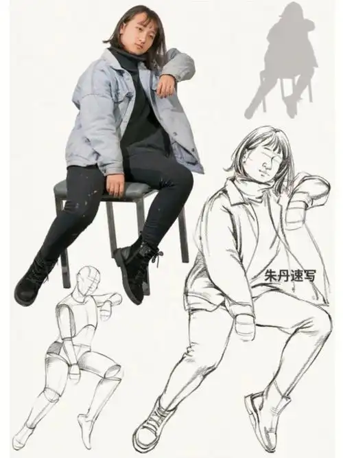 美术生人物速写大动态照片对照