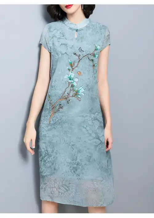 清仓特价妈妈连衣裙夏装高贵洋气2019新款阔太太旗袍中年女裙子薄