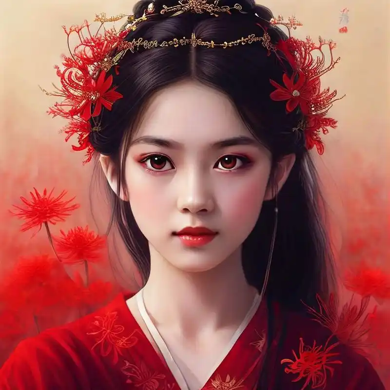 红衣女孩|古风头像|手绘|新娘