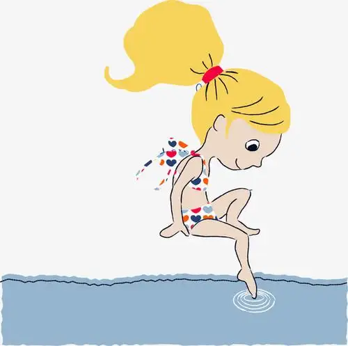 简洁可爱小女孩游泳