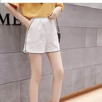 运动短裤女夏宽松高腰外穿2022网红显瘦ins休闲阔腿热裤白色短裤无