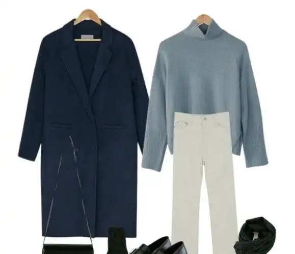 藏蓝色毛呢大衣 牛仔裤,冬天温暖气质风搭配!_高清图集_新浪网