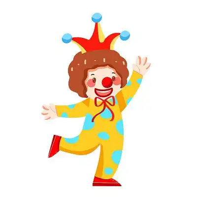 可爱女孩认真工作主题插画电脑壁纸马戏团小丑卡通愚人节小丑元素游