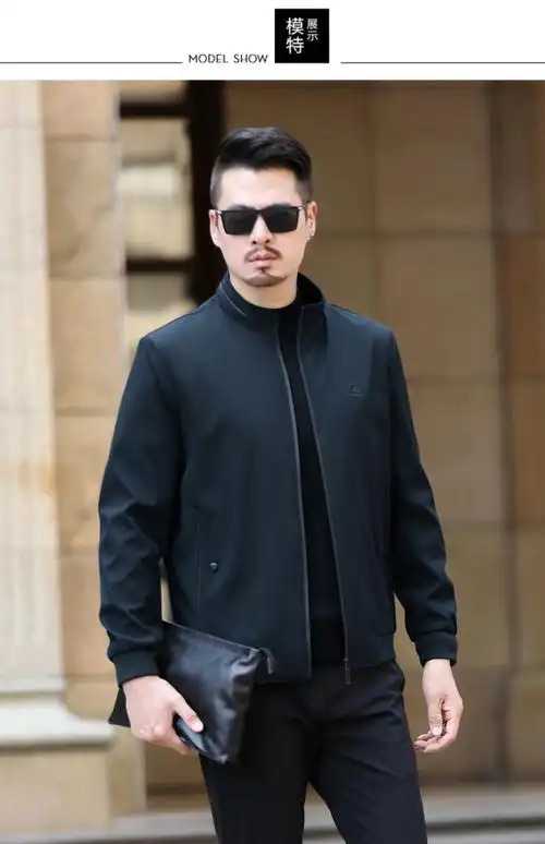 皮尔卡丹夹克男外套 中年人商务休闲立领夹克男40岁50男士春秋薄款上