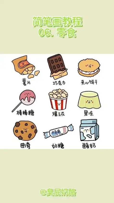 的零食你舍得吃吗简笔画教程|甜品12种美味的零食卡通手绘简笔画大