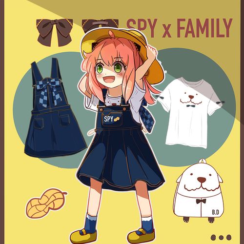 原创设计 间谍过家家 阿尼亚 日常穿搭 背带裙 学生少女牛仔裙