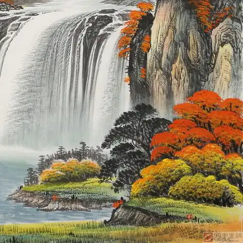 吴东 四尺《鸿运当头》聚宝盆山水画 - 聚宝盆山水画 - 99字画网