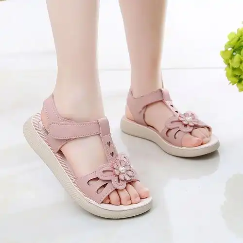 实心底女童凉鞋公主鞋小女孩凉鞋儿童鞋韩版小中大童学生软底凉鞋