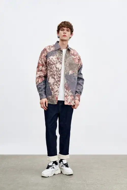 ur2021秋冬新品男装时尚个性不规则拼色宽松开襟衬衫ml40s2bn2000 多