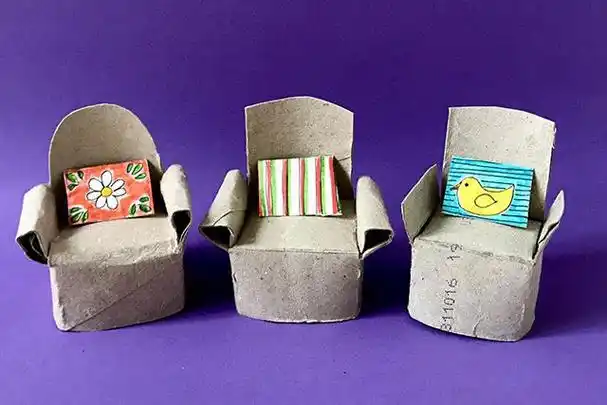 卫生纸筒废物利用手工制作沙发玩具步骤图解