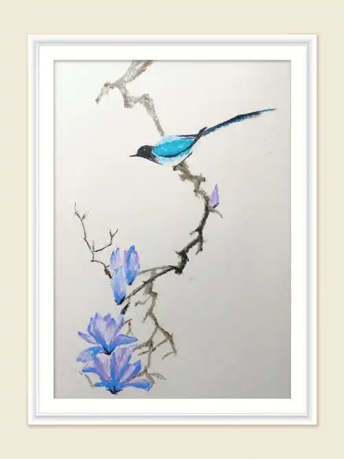 尝试一下中国风-花鸟油画棒:#鲁本斯油画棒  #鲁本斯临摹:@然然爱小腾