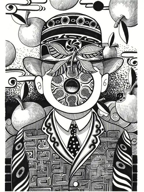 910创意美术名画转线描人类之子