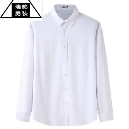 希杰狮王白衬衫男士长袖春秋季商务休闲免烫皱蓝黑色衬衣职业上班工装
